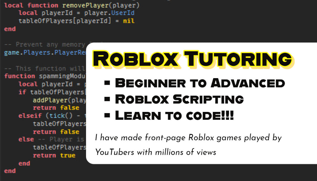 A tutor to learn how to make games on Roblox Studio