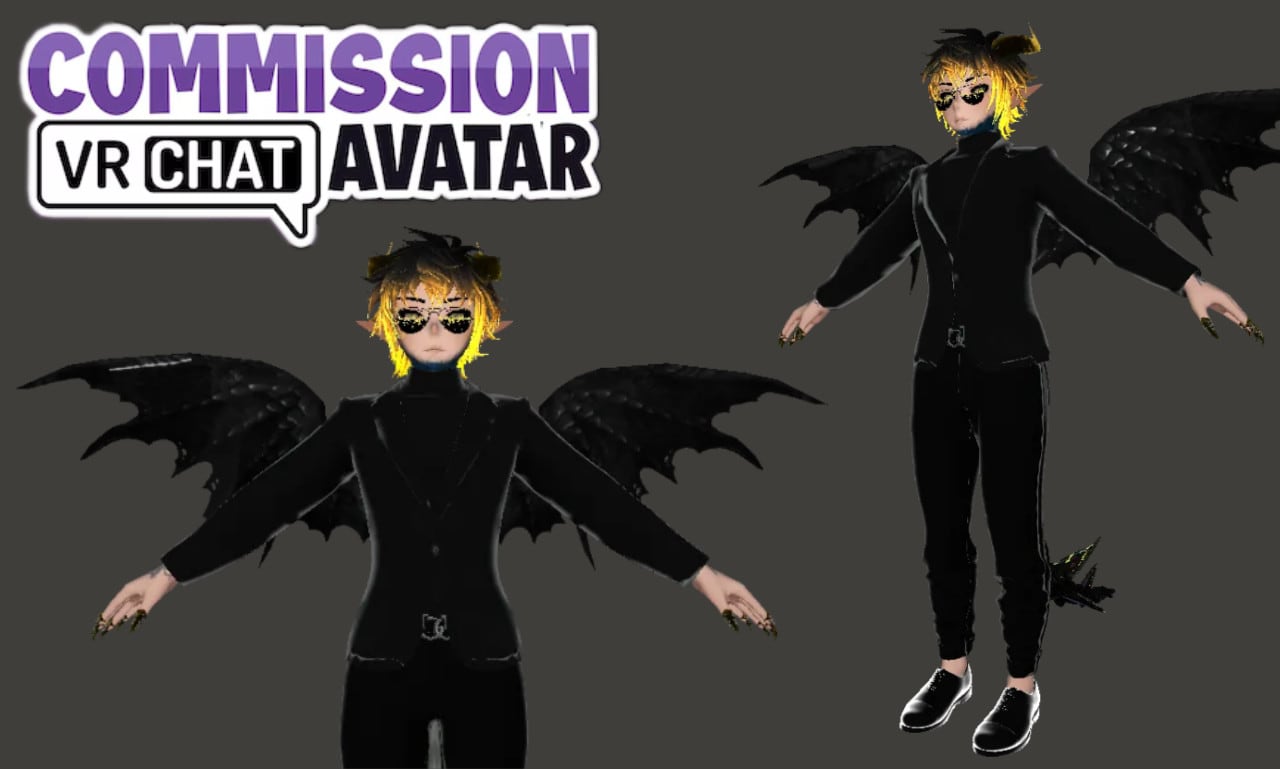 create custom vrchat avatar, 3d custom vrchat avatar, anime, eboy avatar rig