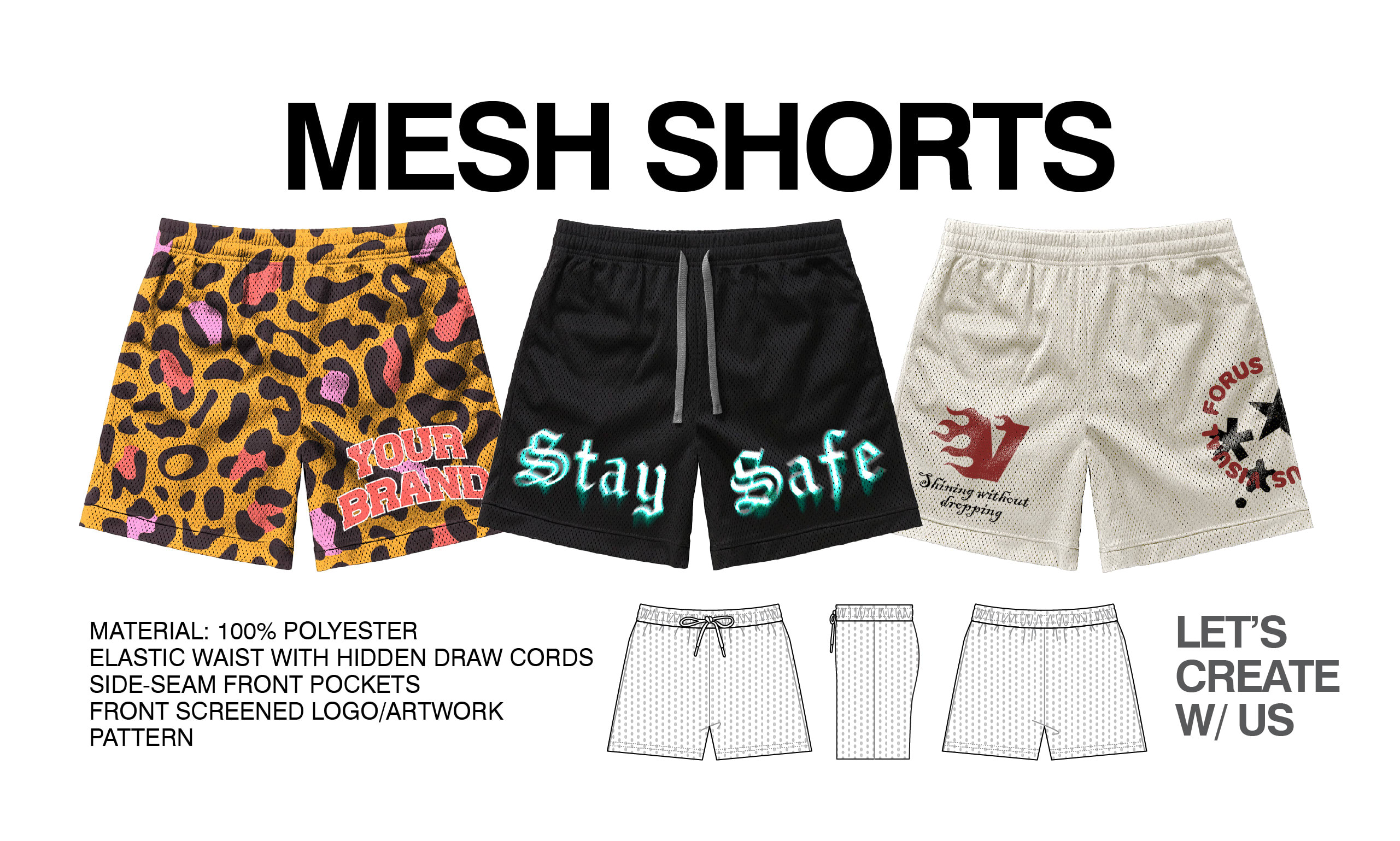 Mesh Shorts Template Streetwear Vector Shorts Mesh Shorts 