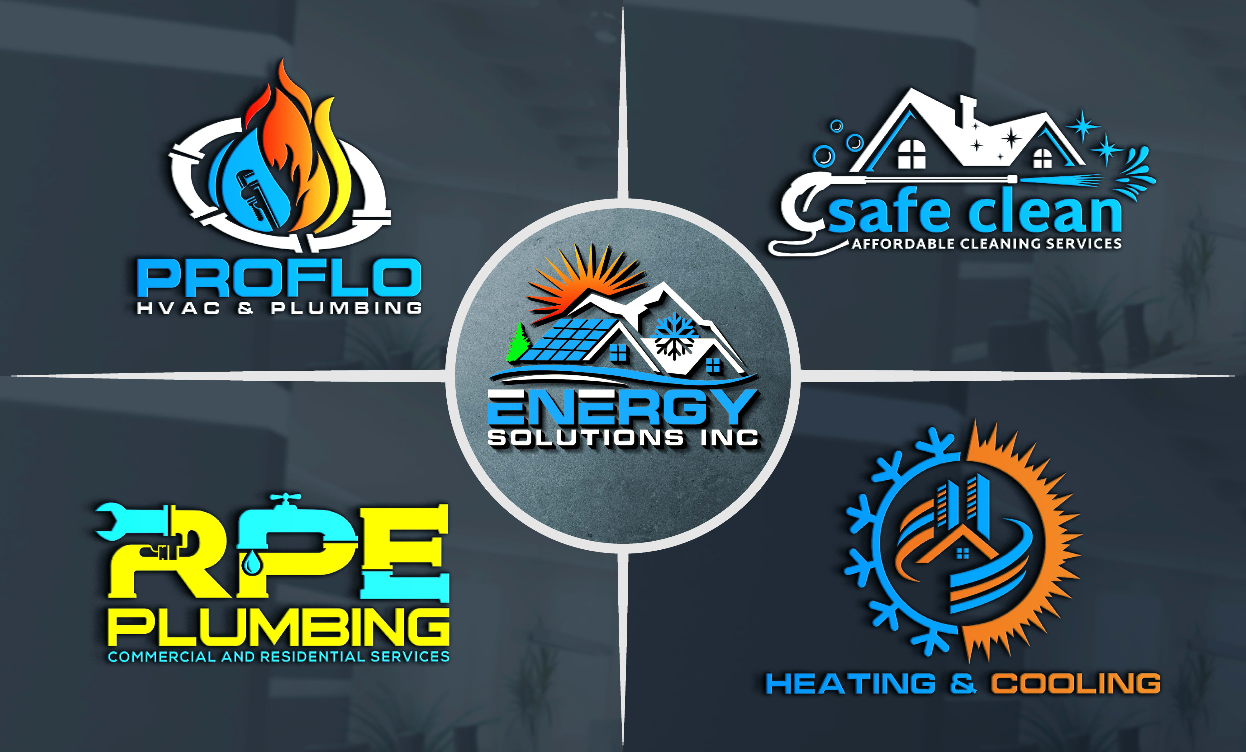 Hvac Green Plumbing And Heating Logo Blue Hvac Design Plumbing Heating  Cleaning Air Conditioning, image size:4000x2416