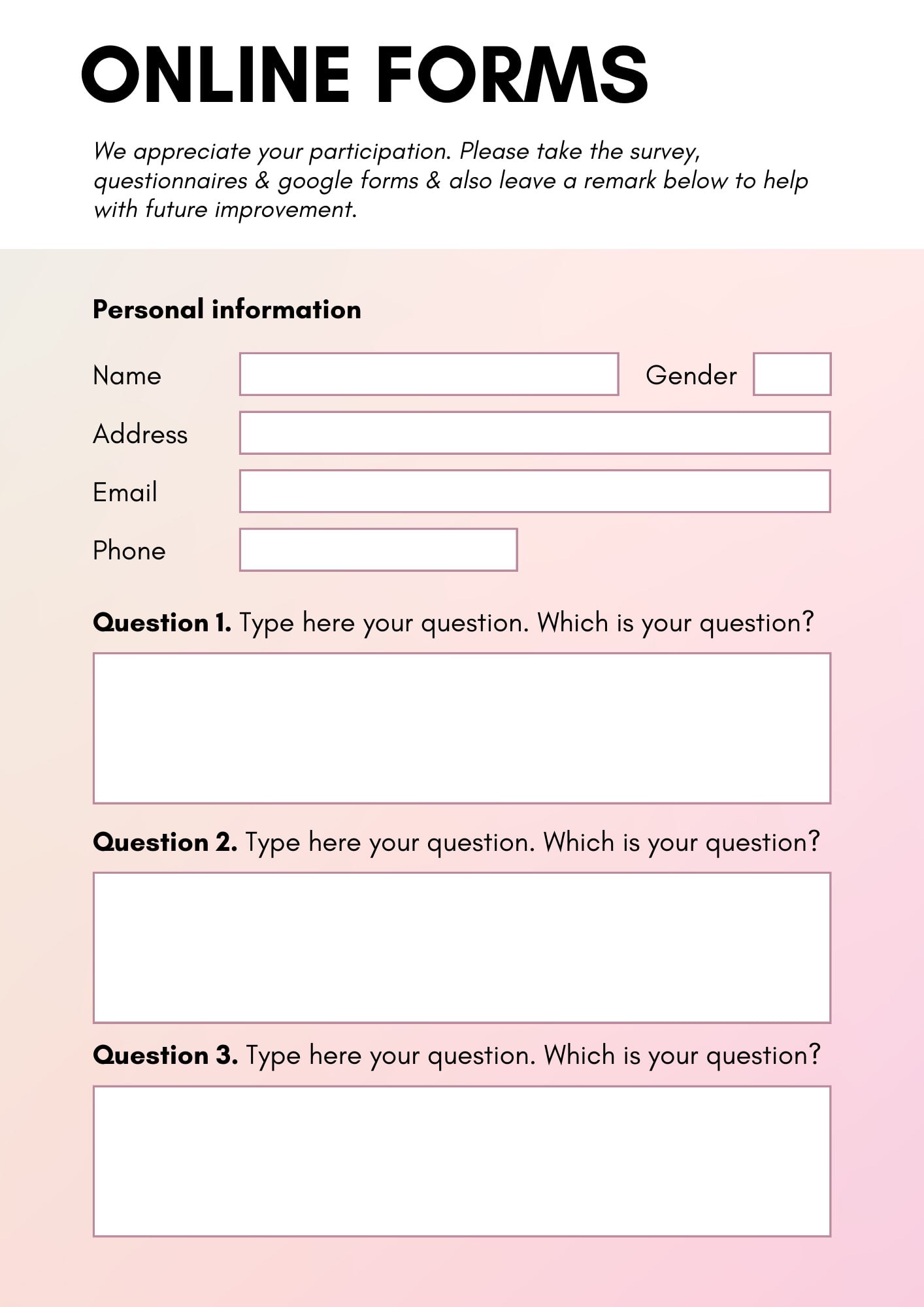 Survey Personal Info