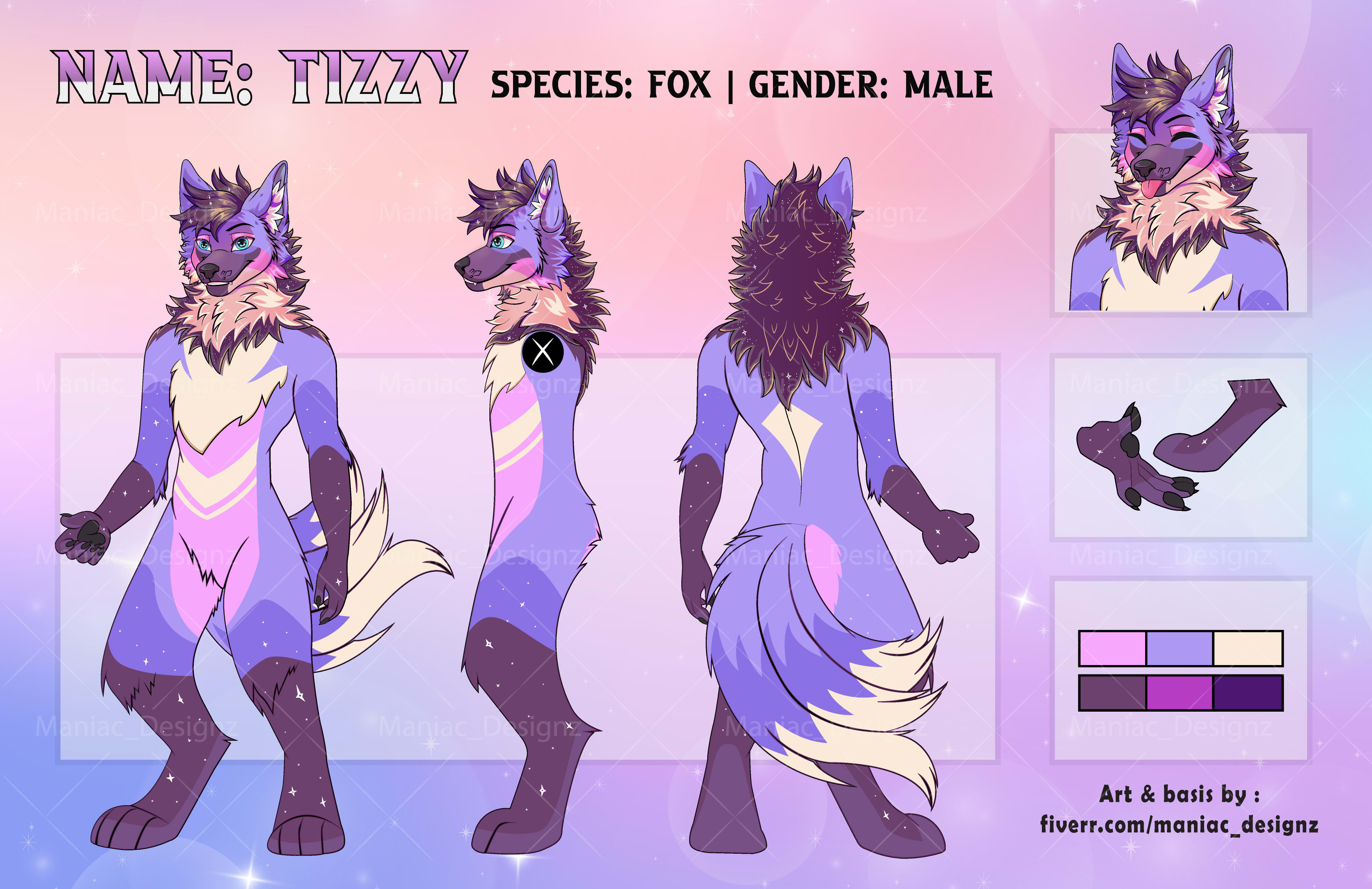 Draw custom protogen oc and furry fursona reference sheet by