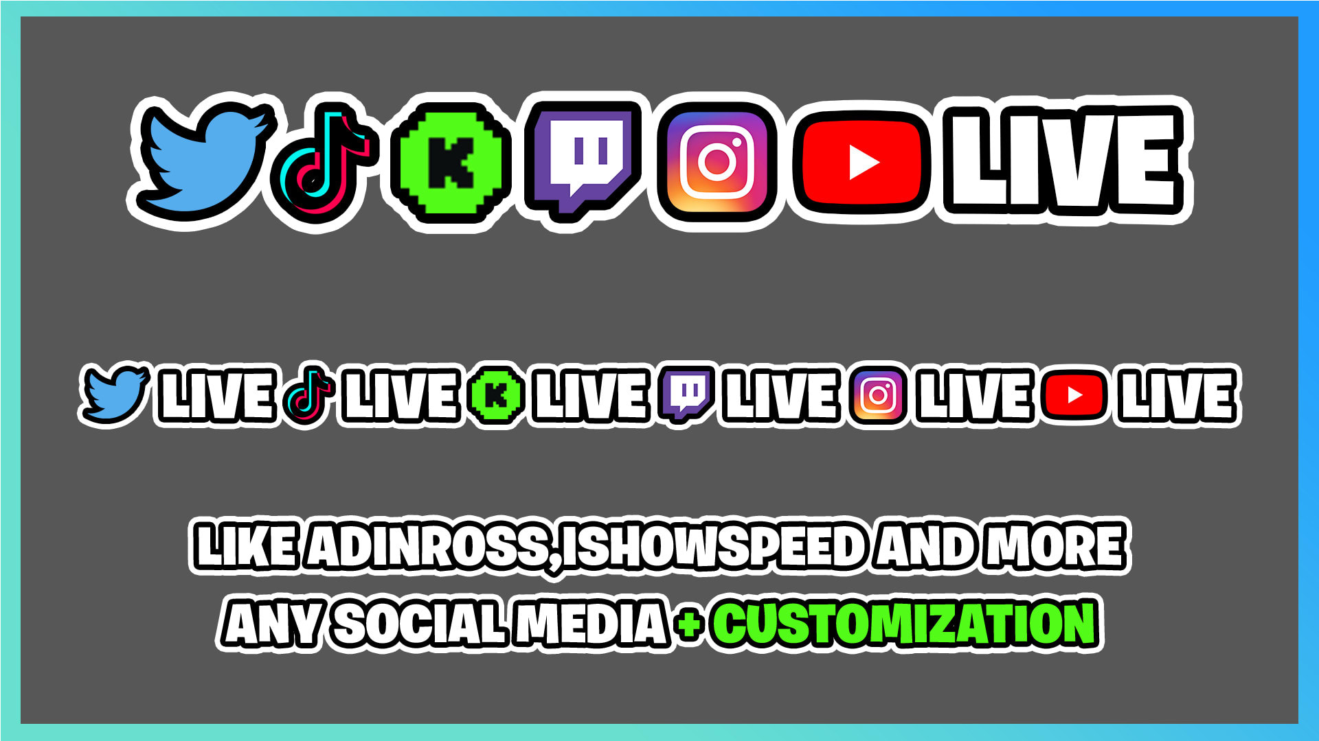 Create a social media overlay like adin ross and ishowspeed for twitch   by Gxniushd