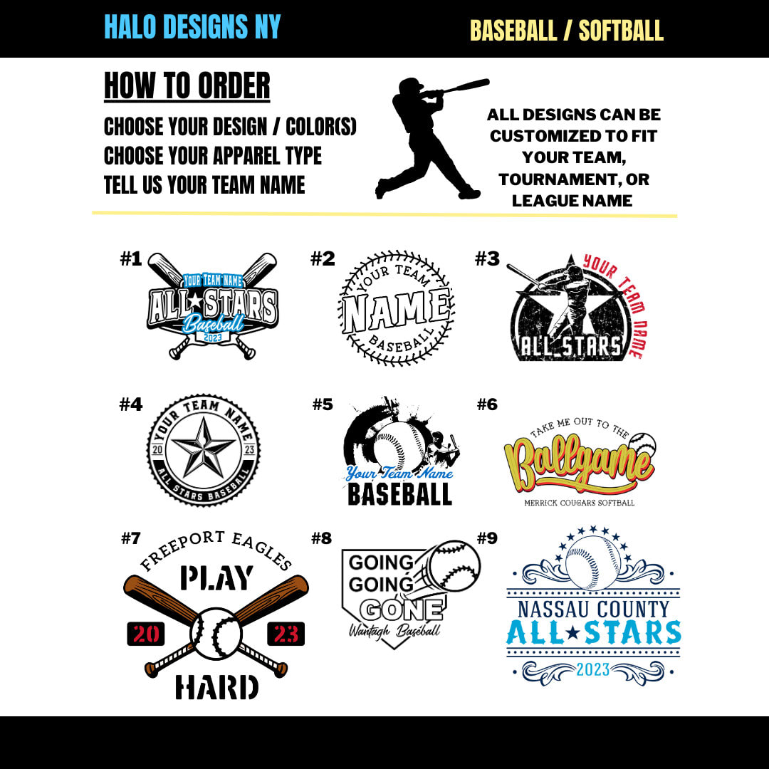 New Baseball and Softball Designs to Customize for Heat Transfers