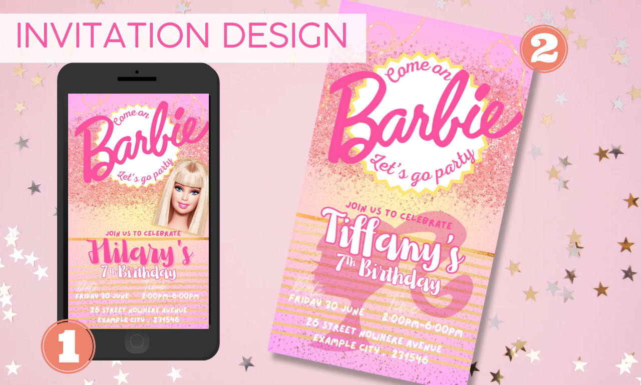 conception d'invitation à une fête d'anniversaire barbie