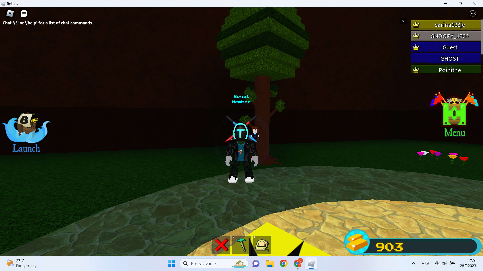 Having Fun in Blox Fruits with Dark, !commands