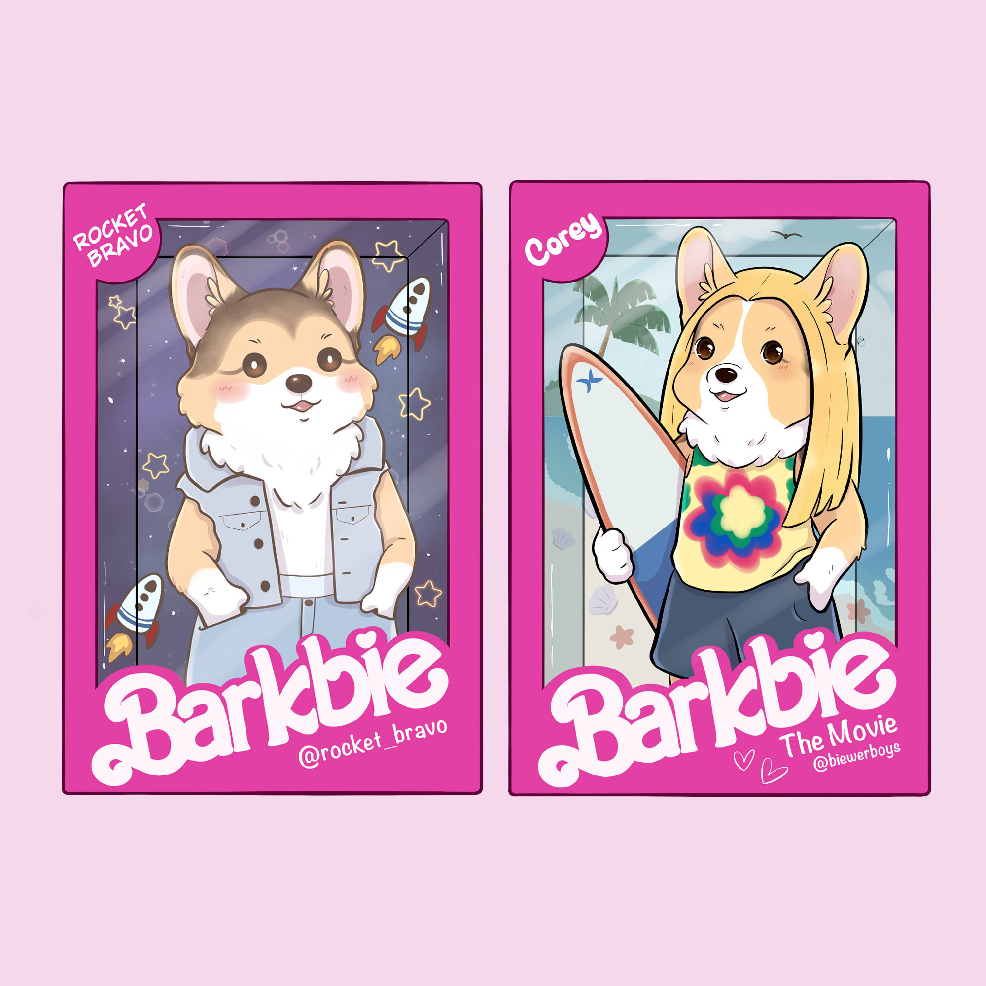 dibujar un perro mascota de dibujos animados en una caja de barbie
