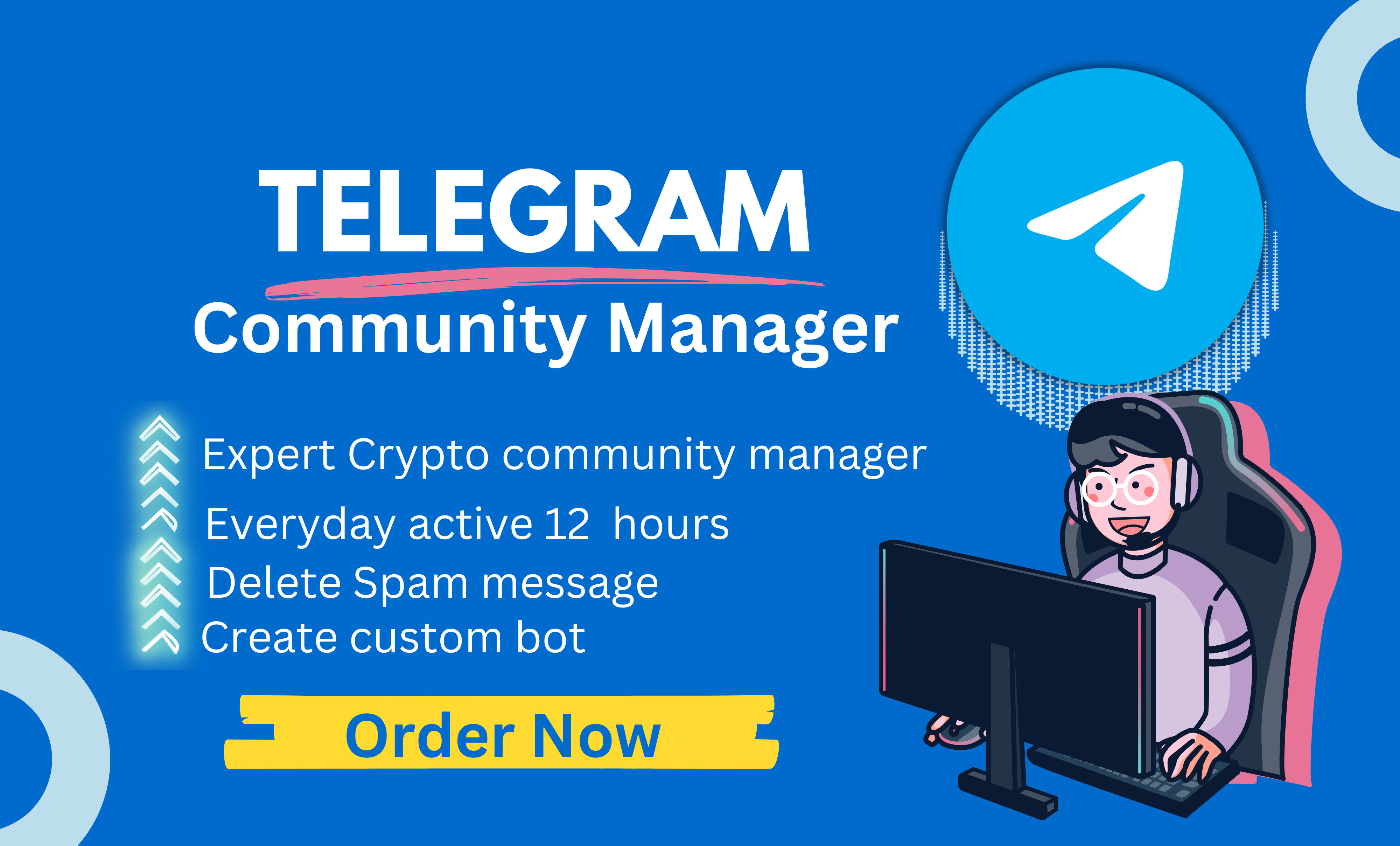 Be expert telegram community manager for your crypto project by Zionary |  Fiverr