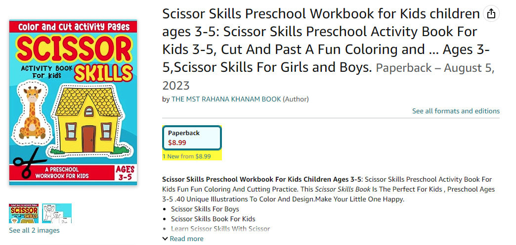 Scissors Skills Book For Kids Ages 3-5 : Scissor Skill book Practice for  Preschool ages 4-8 (Paperback)