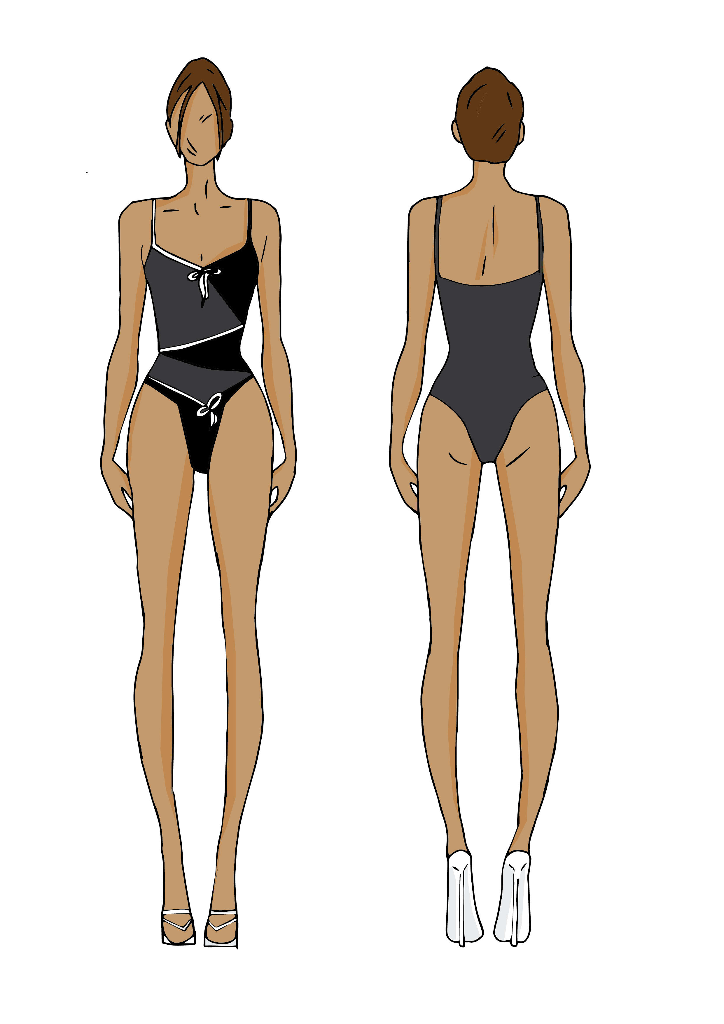 Premium Vector  Woman in bikini with inverted triangle body shape