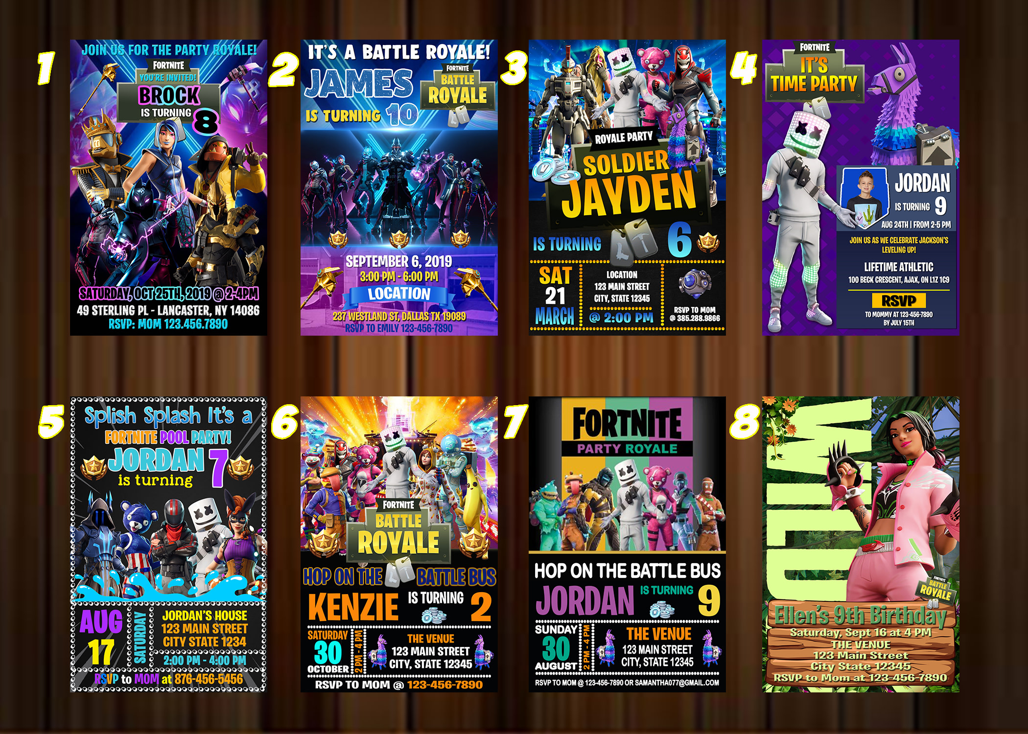 Plantilla de Fortnite Invitación Fiesta de Cumpleaños