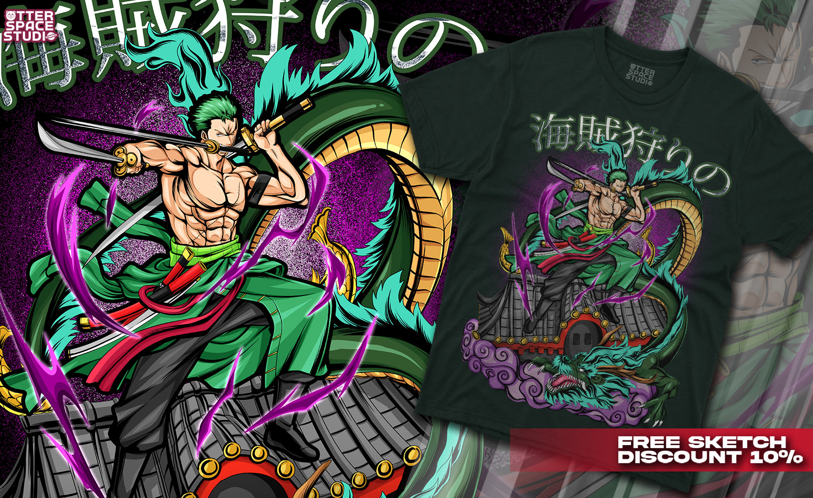 Camiseta T-Shirt Anime One Piece Family Zoro Luffy - Art Sete