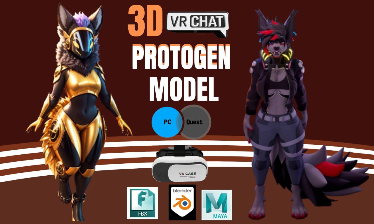 Create a custom protogen vrchat avatar furry nsfw for vrchat chat by  Coreq36 | Fiverr