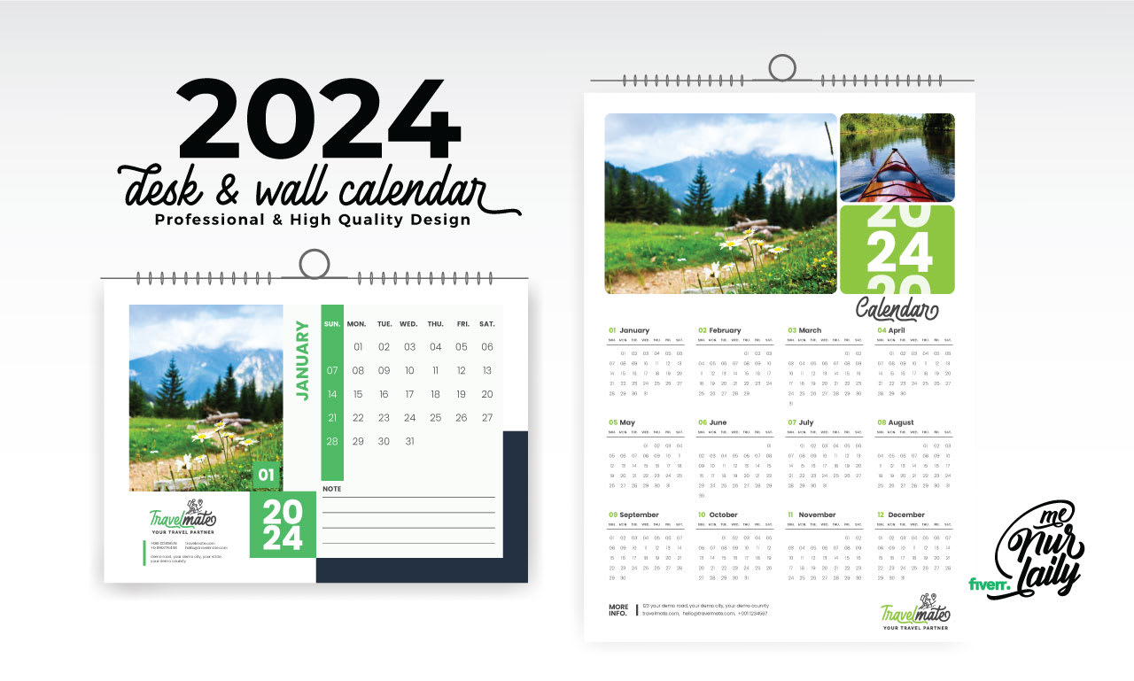 Créez et imprimez en ligne votre calendrier mural Vertical 2024