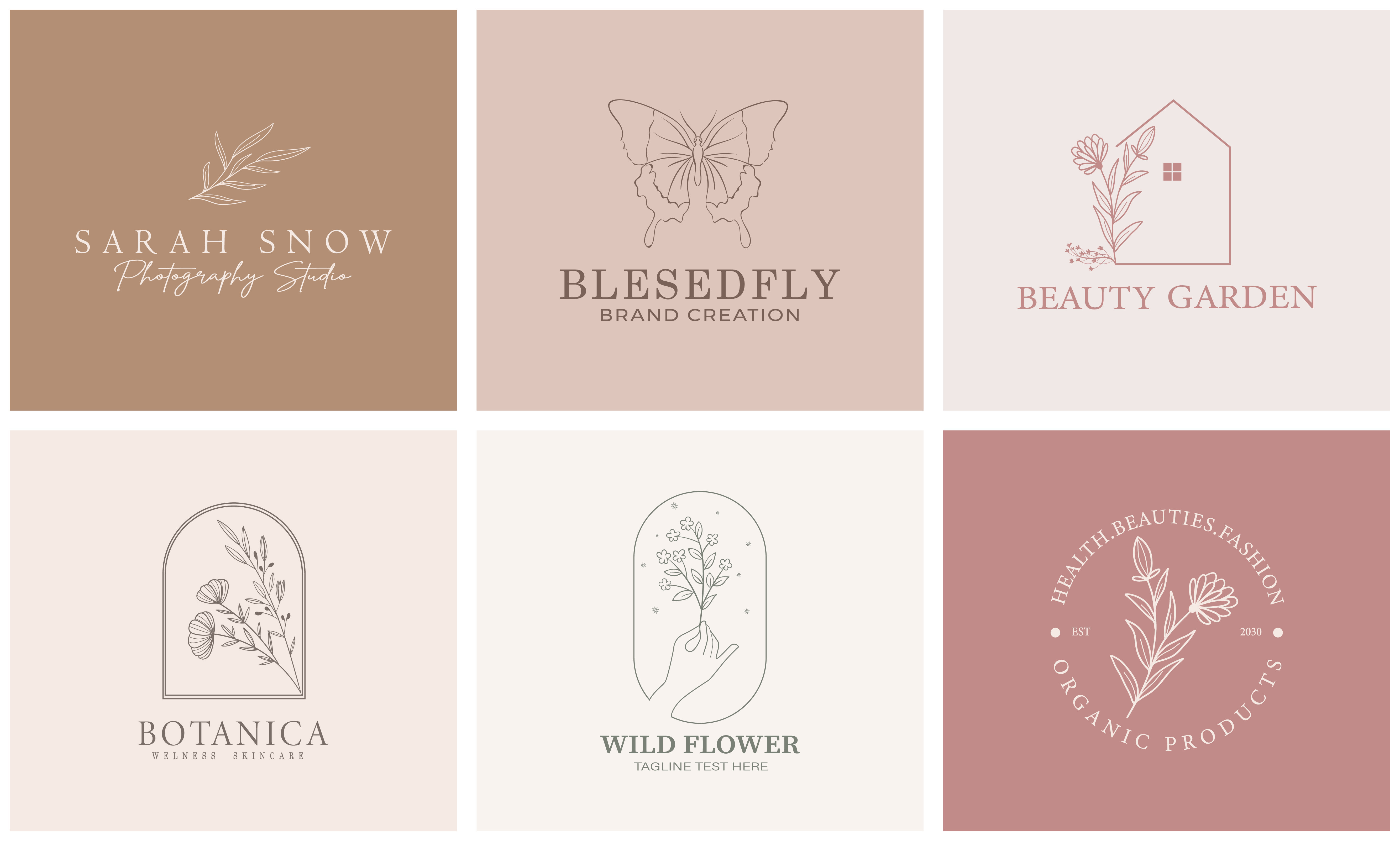 Design hand drawn botanical feminine boho minimalist logo by