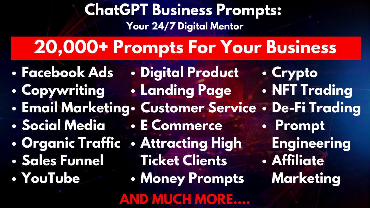Supercharge your business with 20k chatgpt prompts today by Carter | Fiverr