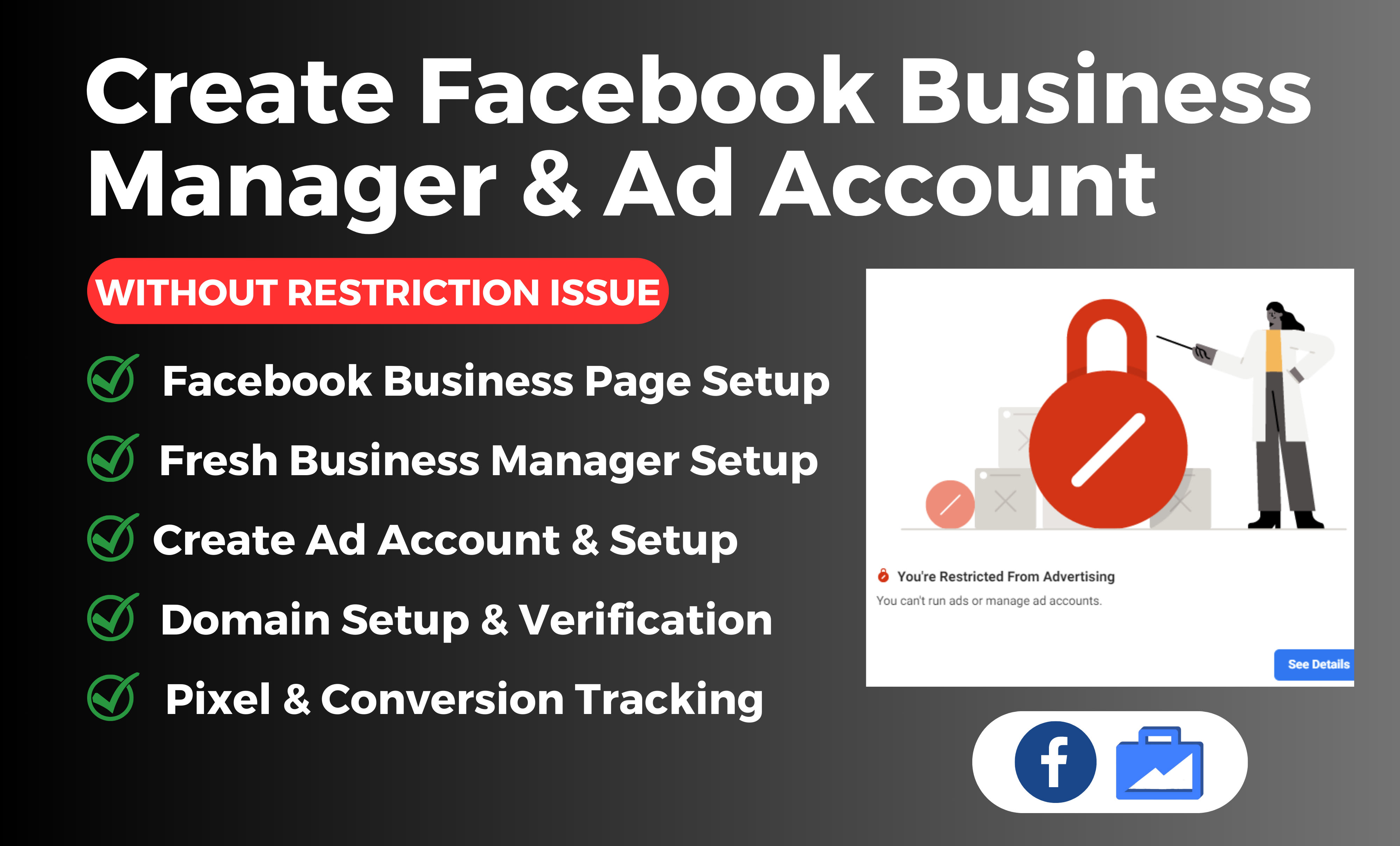 A verified Facebook Advertising Account with business ad account setup