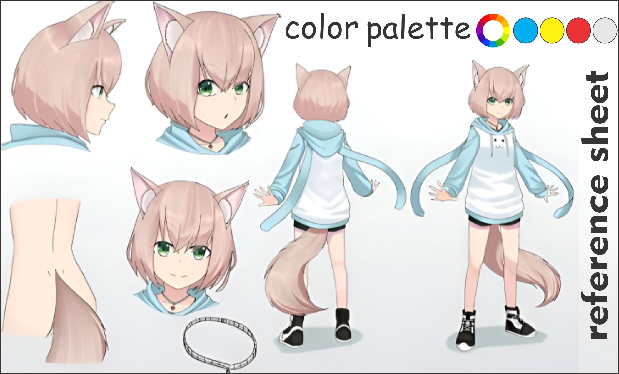 A character reference sheet for your oc, furry, vtuber, anime ideas