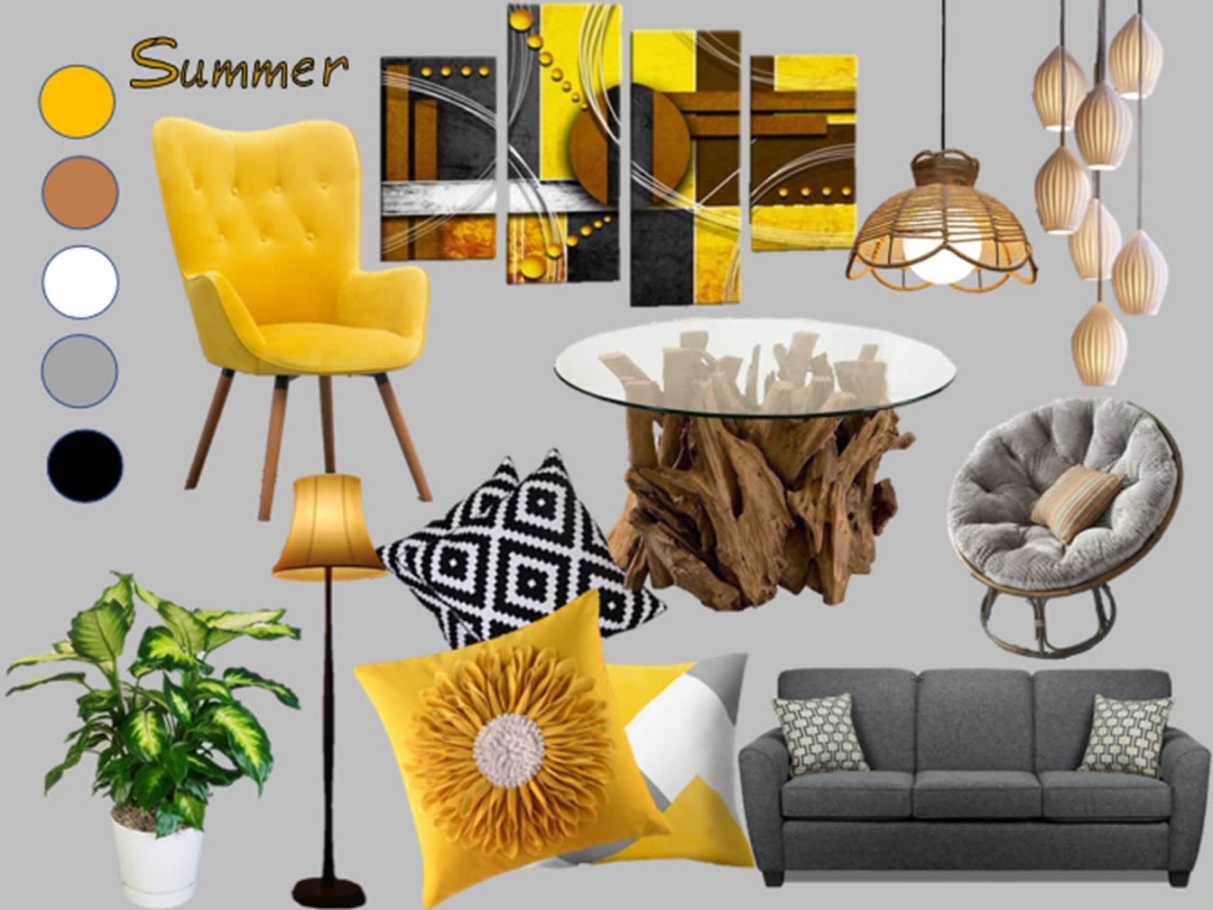 Professional interior design mood board and shopping list services