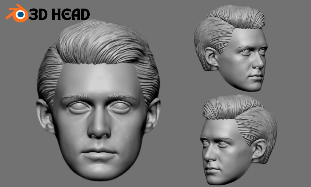 Sculpter la tête 3d visage réaliste modèle de tête 3d, buste tête réaliste  3d et cheveux xgen