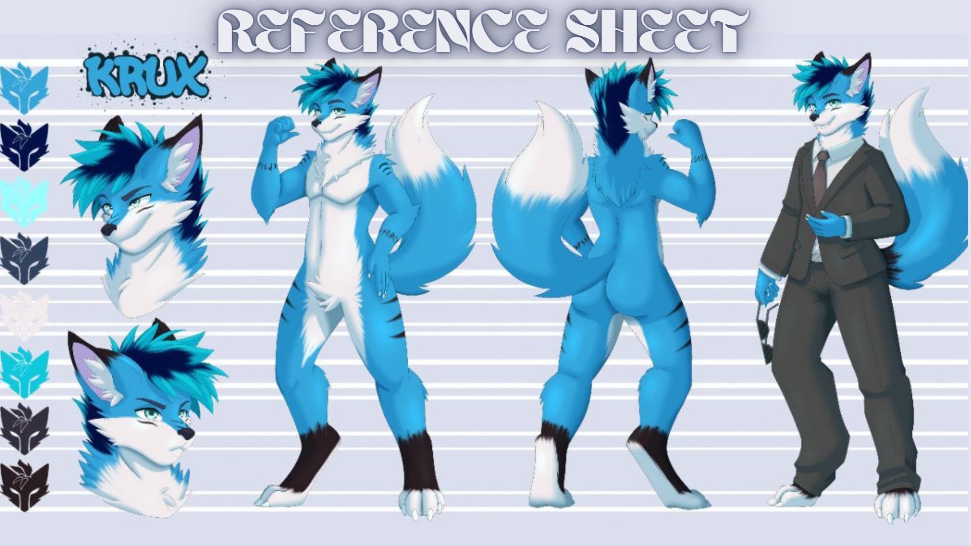 A character reference sheet for your oc, furry, vtuber, anime ideas