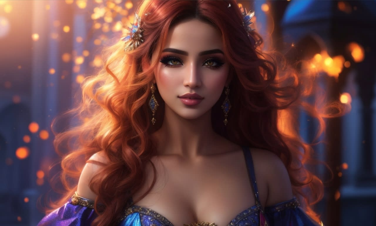 A gorgeous princess in a red dress with deep cleavage : r/StableDiffusion