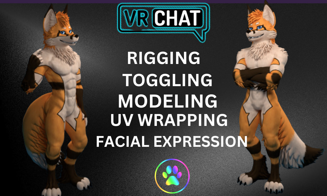 create 3d nfsw furry vrchat avatar, furry avatar, fursona character, nsfw