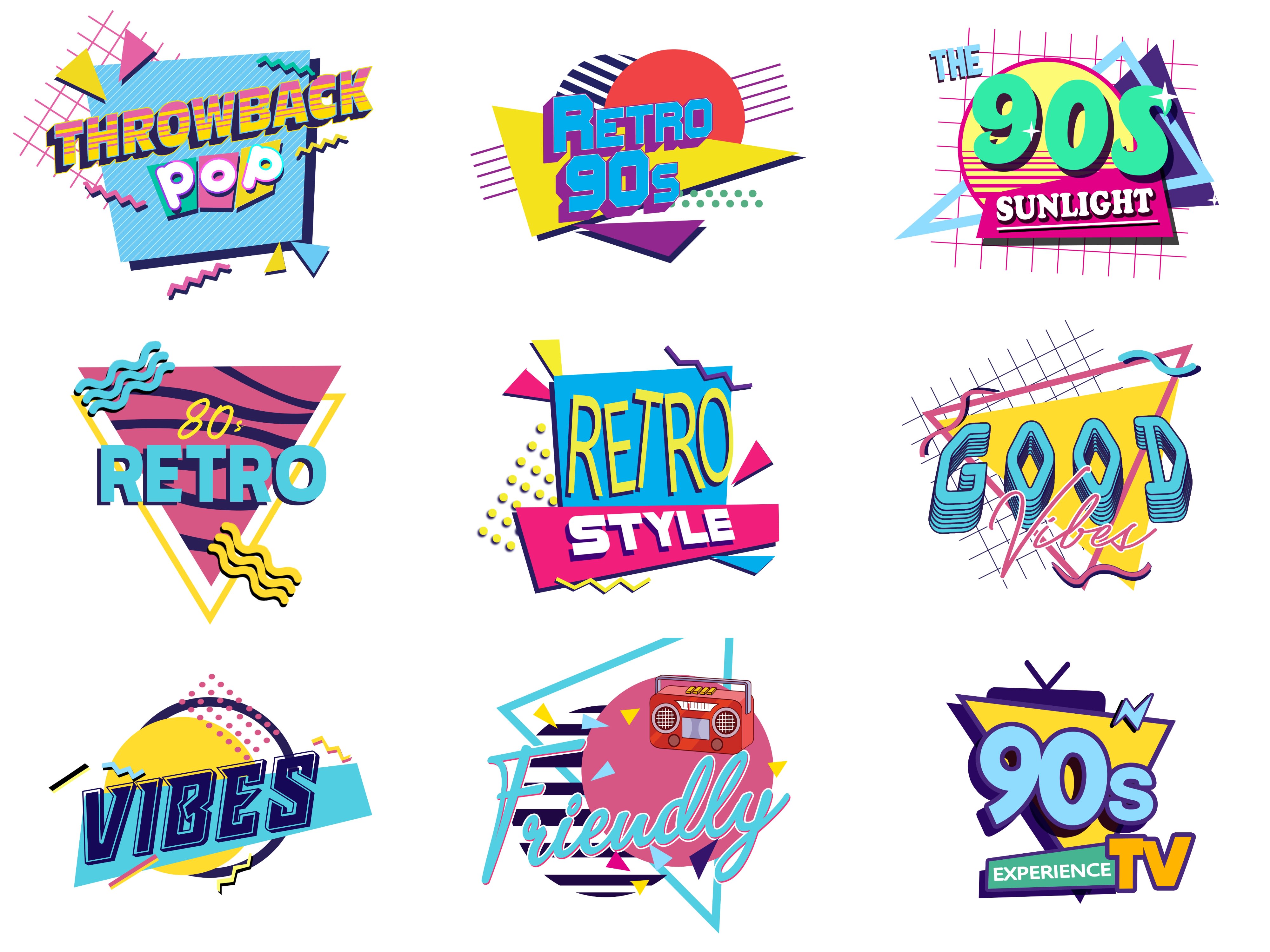Design 70s 80s 90s typography pop style logo design by