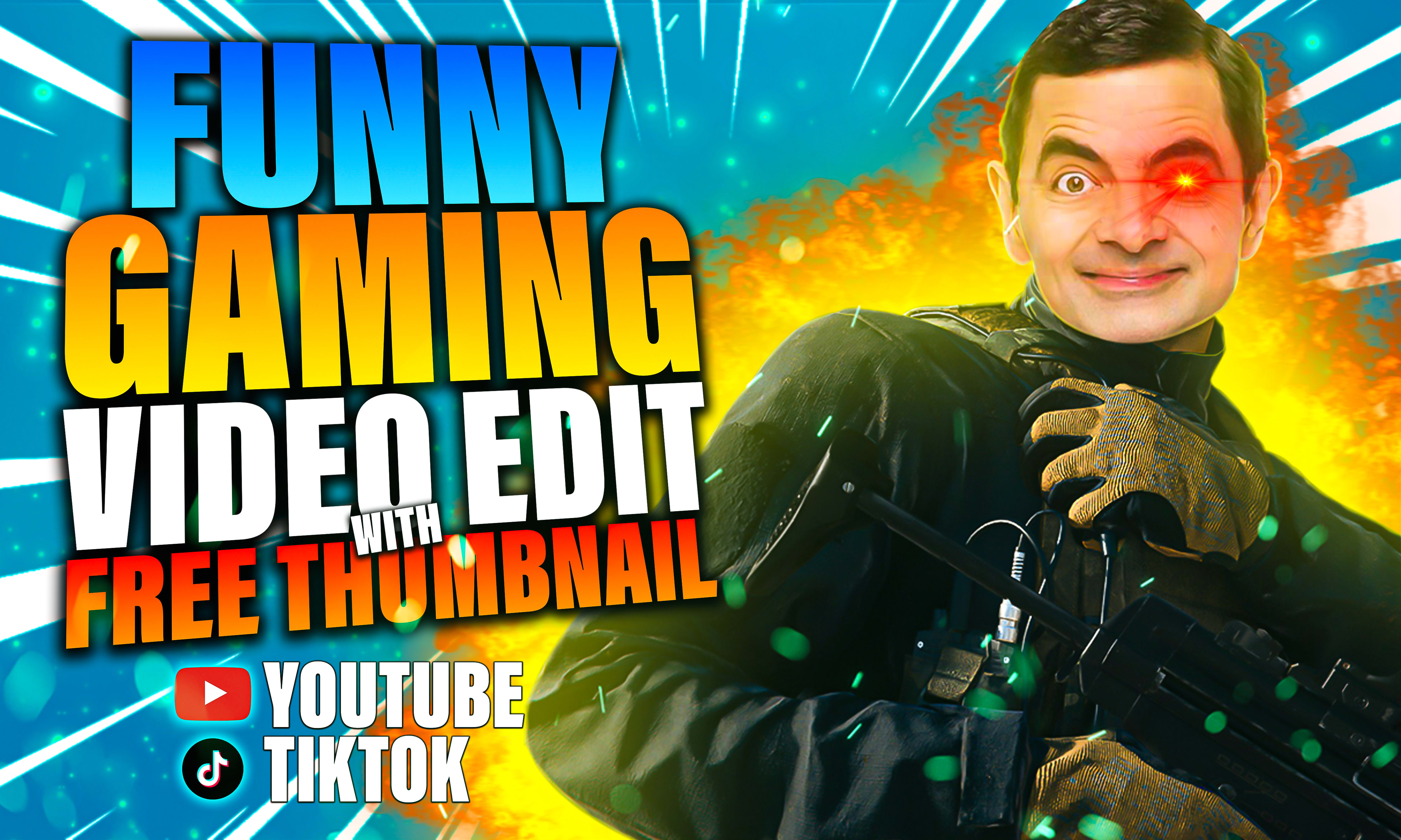 Do funny gaming video edit with free thumbnail, funny memes by