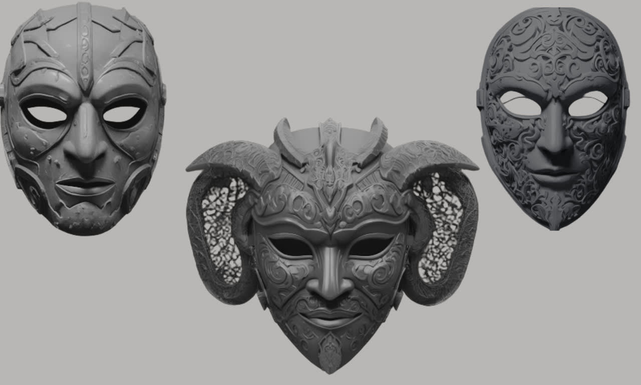 Modèle 3D de modèle de cosplay de masque ou de casque pour l'impression 3D