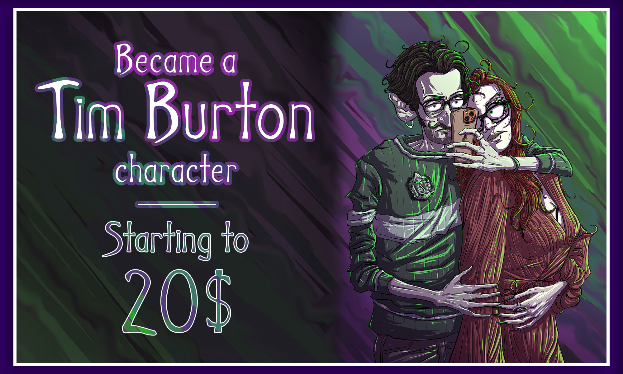 Portray you as a tim burton character by Viknose Fiverr