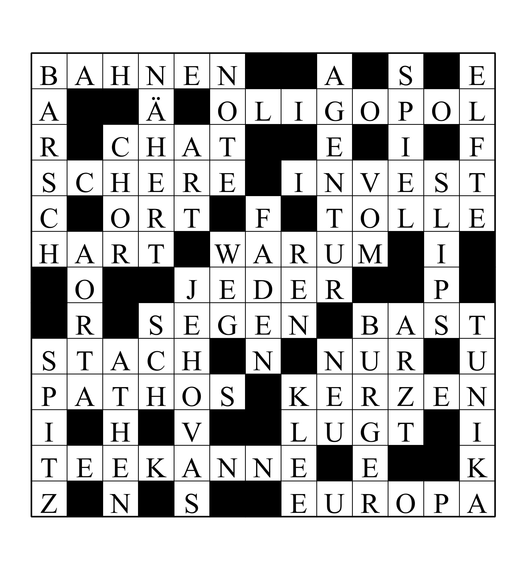 Create german english or english german crossword puzzles