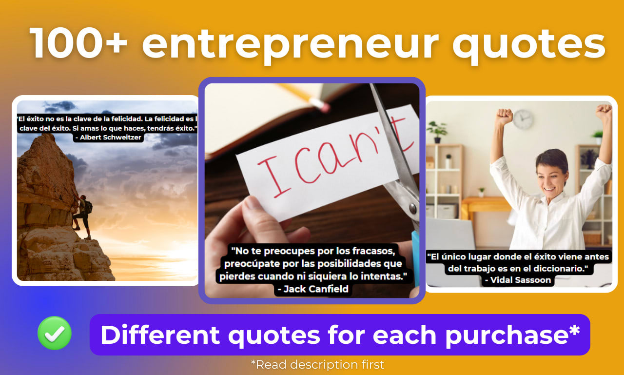 Do 100 entrepreneur quotes in spanish and english