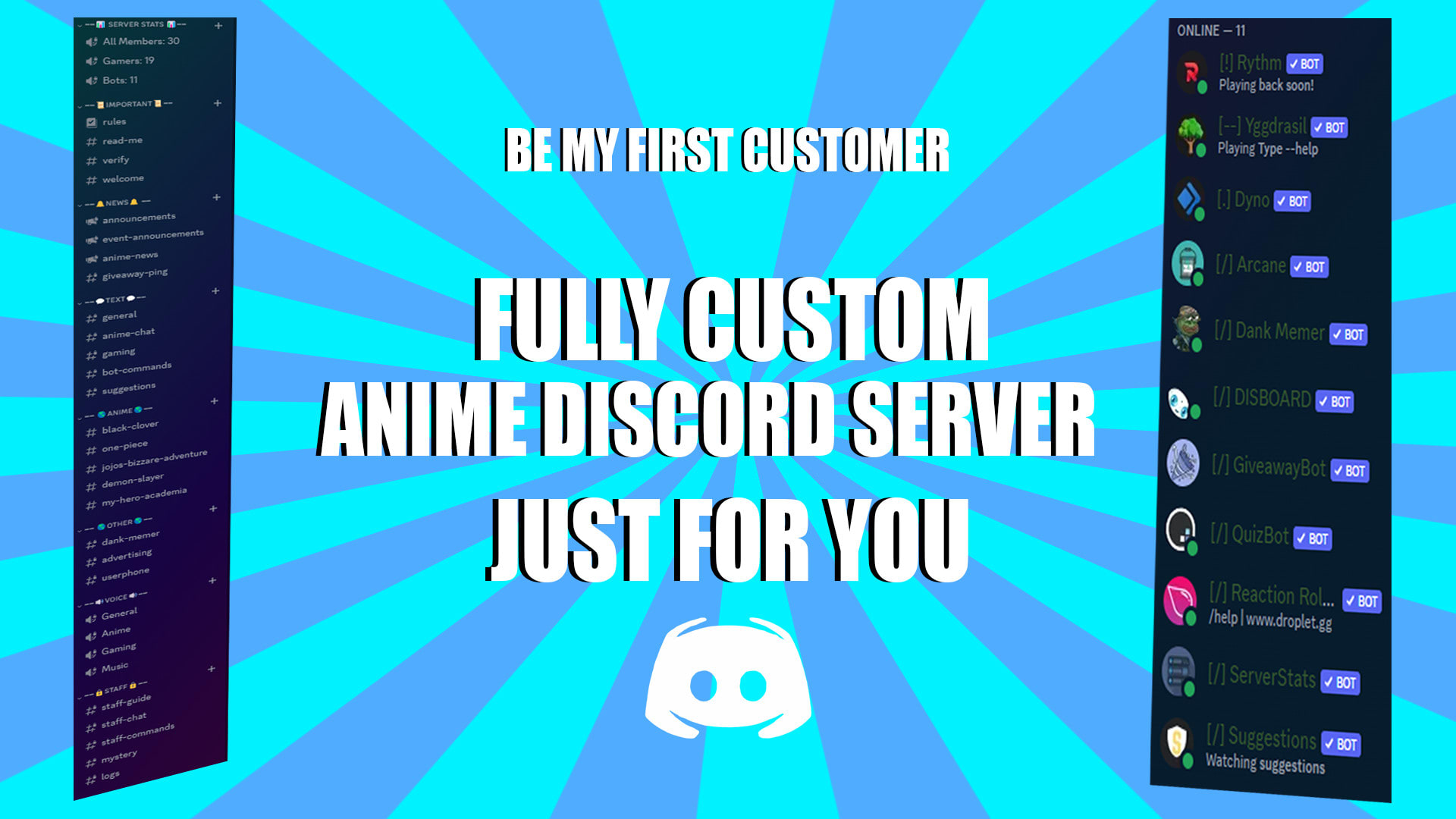 Setup best anime discord server by Yannisgt | Fiverr