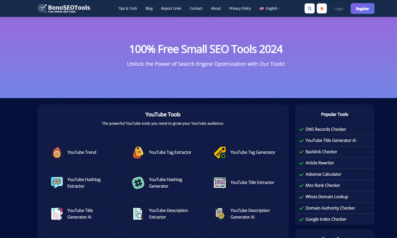 Fortschrittliche seo-tools-website für lebenslanges einkommen