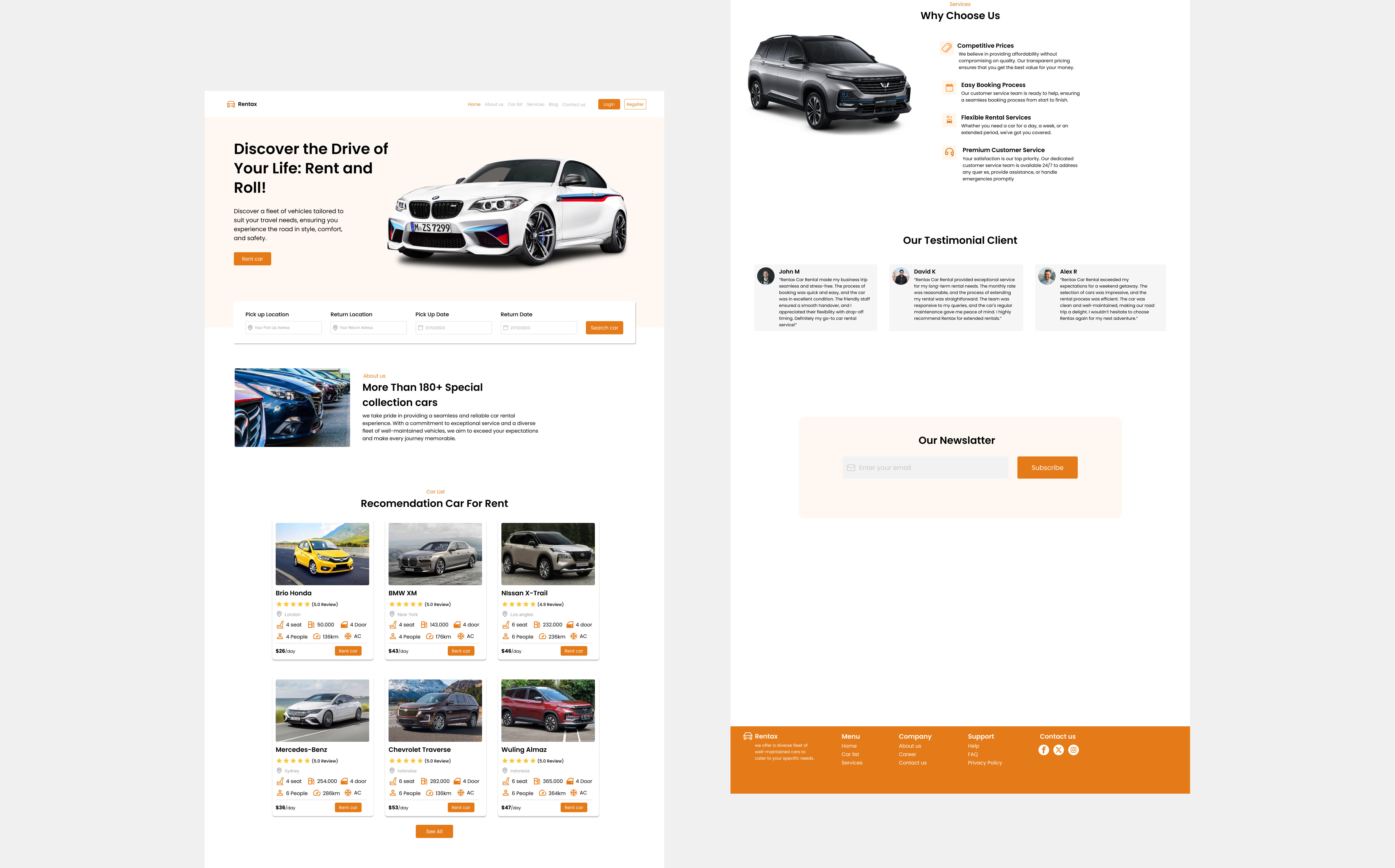 Create rental car landing page ui ux design by Enrico44 | Fiverr