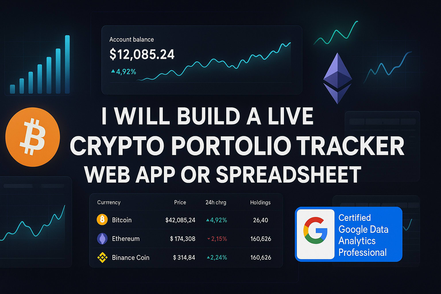 Build a live crypto portfolio tracker web app or spreadsheet by Cengthilina  | Fiverr