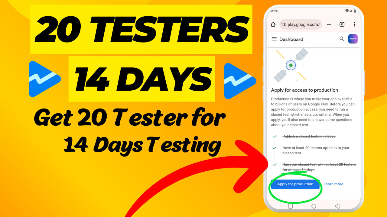 Provide 20 Testers for Your Google Play Closed Testing