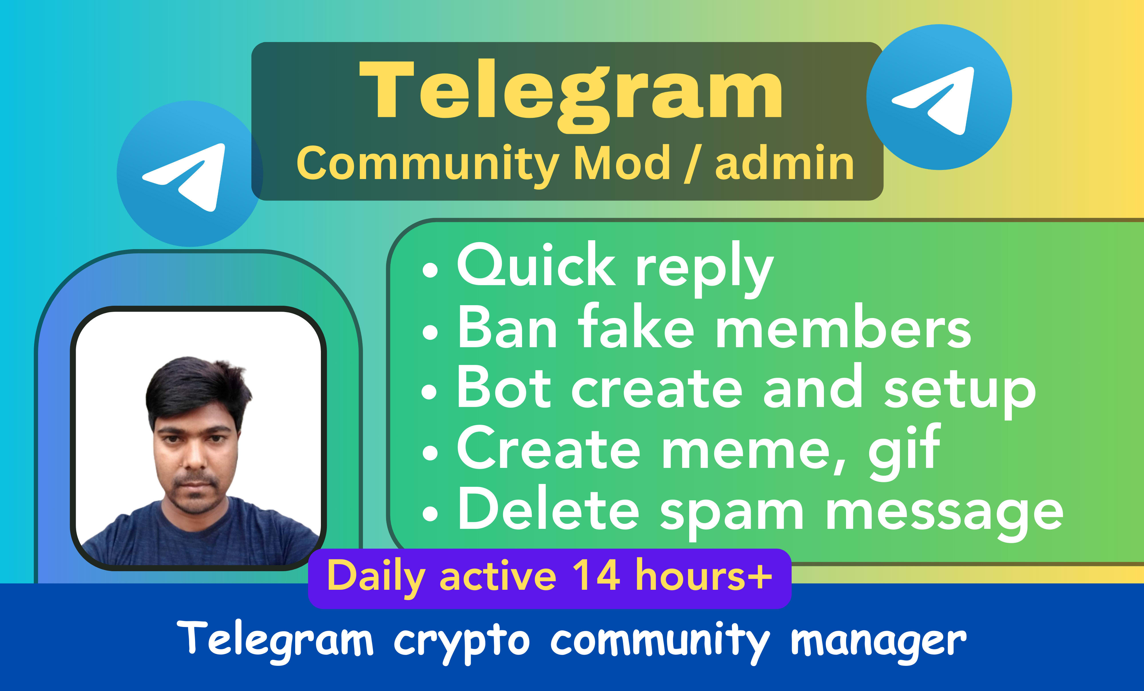 Be telegram community manager for your crypto project by Exmanik | Fiverr