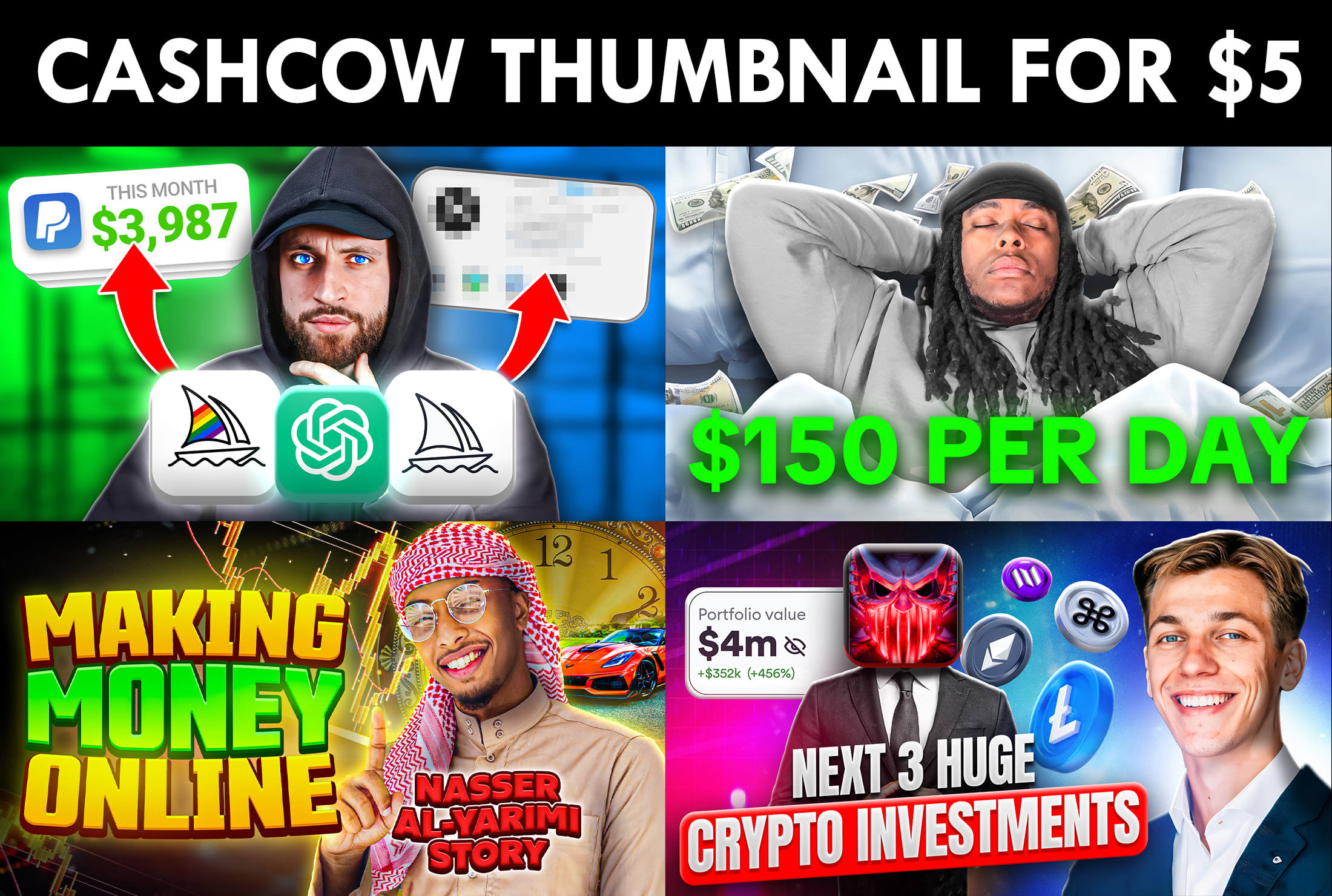 design youtube thumbnail for cash cow or finance