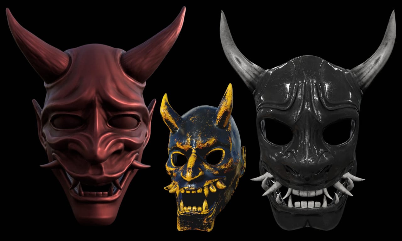 sculpt 3d helmet 3d japanese mask oni mask kitsune mask dj mask for 3d  printing