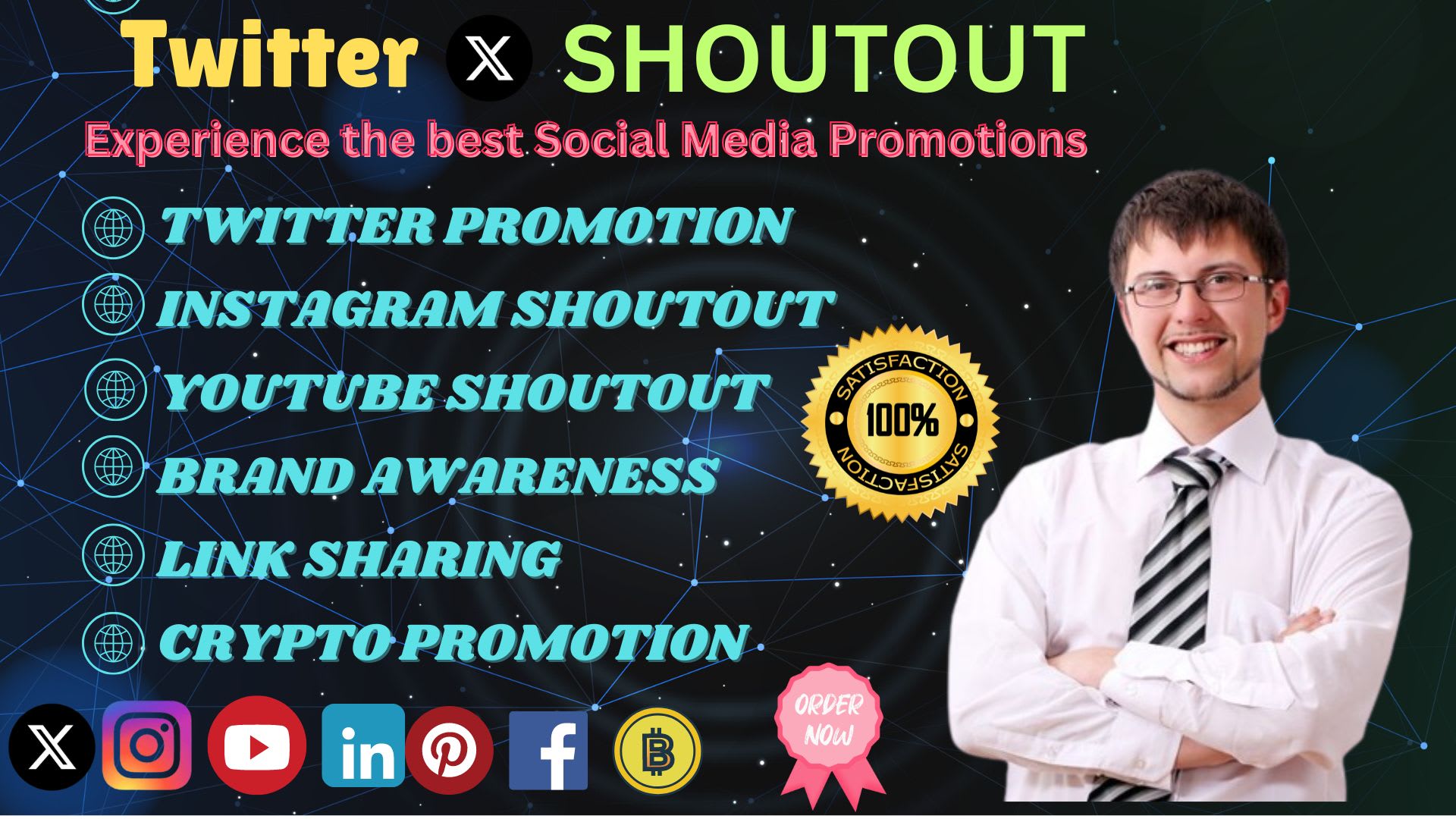 twitter shoutout,promote tweet,sharelink to 100m fb,yt,ig,tiktok,crypto  audience