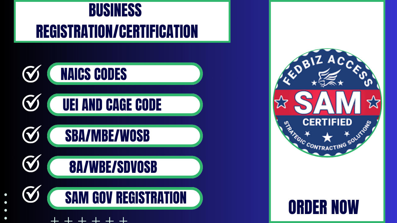 Do sam gov registration, cage code, mbe, 8a, wosb, sba, sdvosb by 