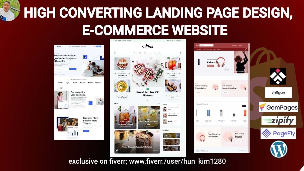 Design shopify landing page, product landing page design, homepage