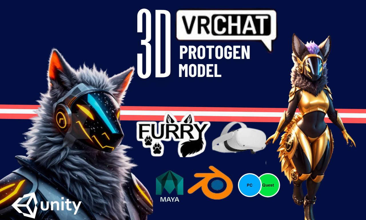 Create and texture custom vrchat protogen furry avatar 3d model anime for  vrchat by Alvesclaudi | Fiverr