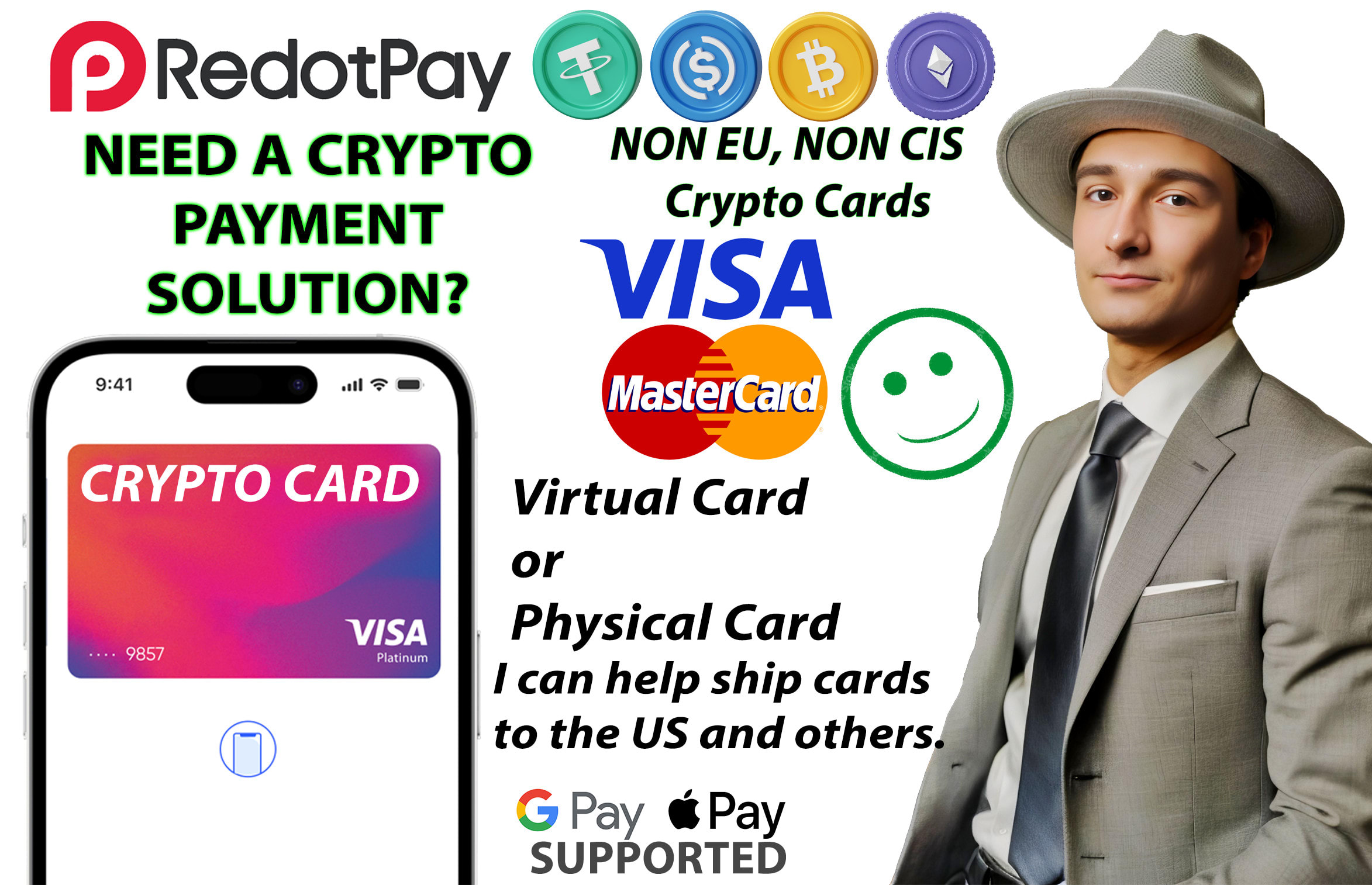 Proporcionar tarjetas criptográficas virtuales redotpay para pagos en línea