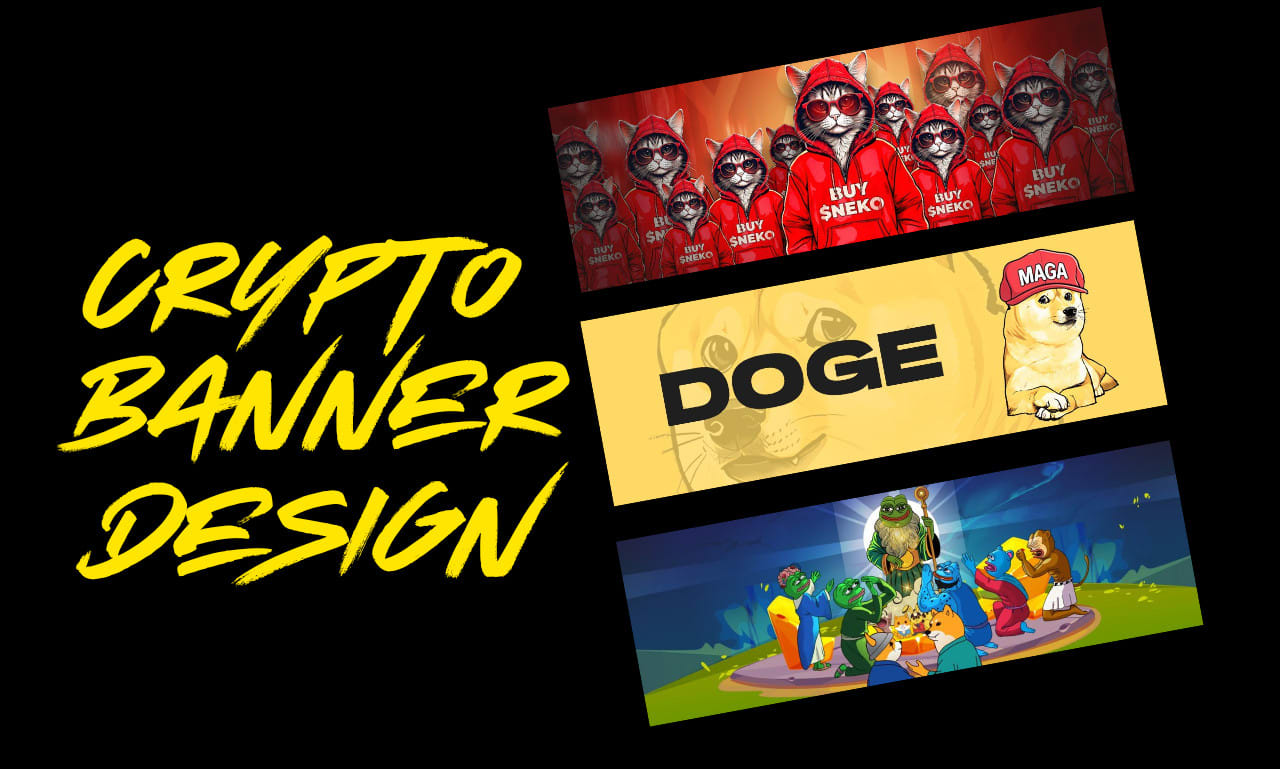 Do crypto twitter x banner dex screener banner logo meme coin banner design  by Ezemore | Fiverr