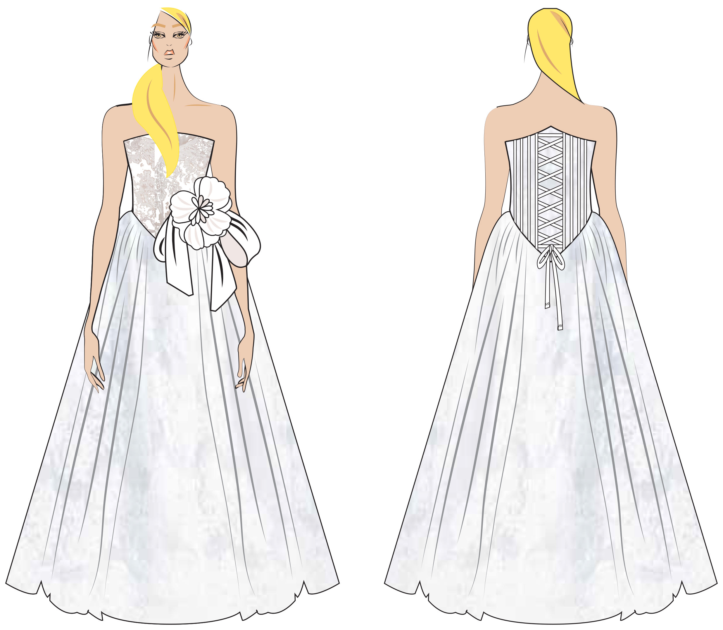 fashion sketch wedding dress Hand-painted Custom Wedding Dress Watercolor Fashion Illustration