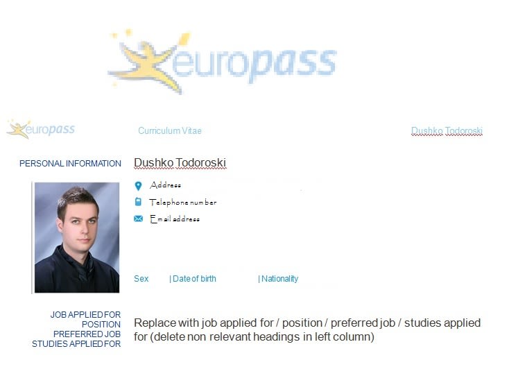 Curriculum Vitae Europass Online Editor - Lettera di Presentazione