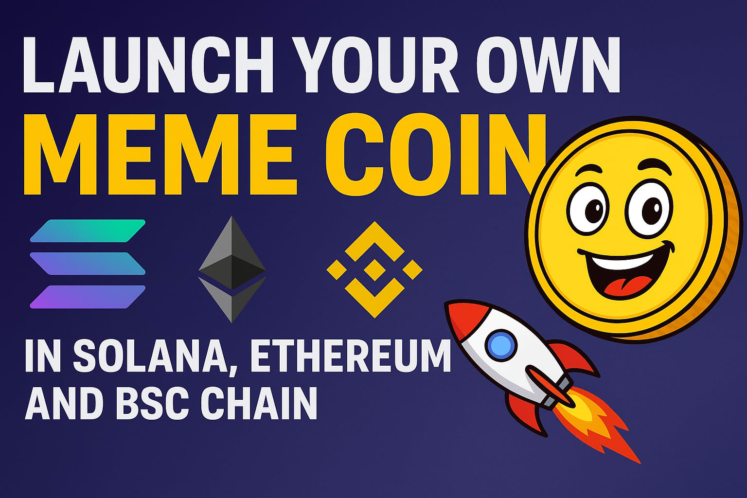 lanceer je eigen meme coin in solana ethereum en bss chain